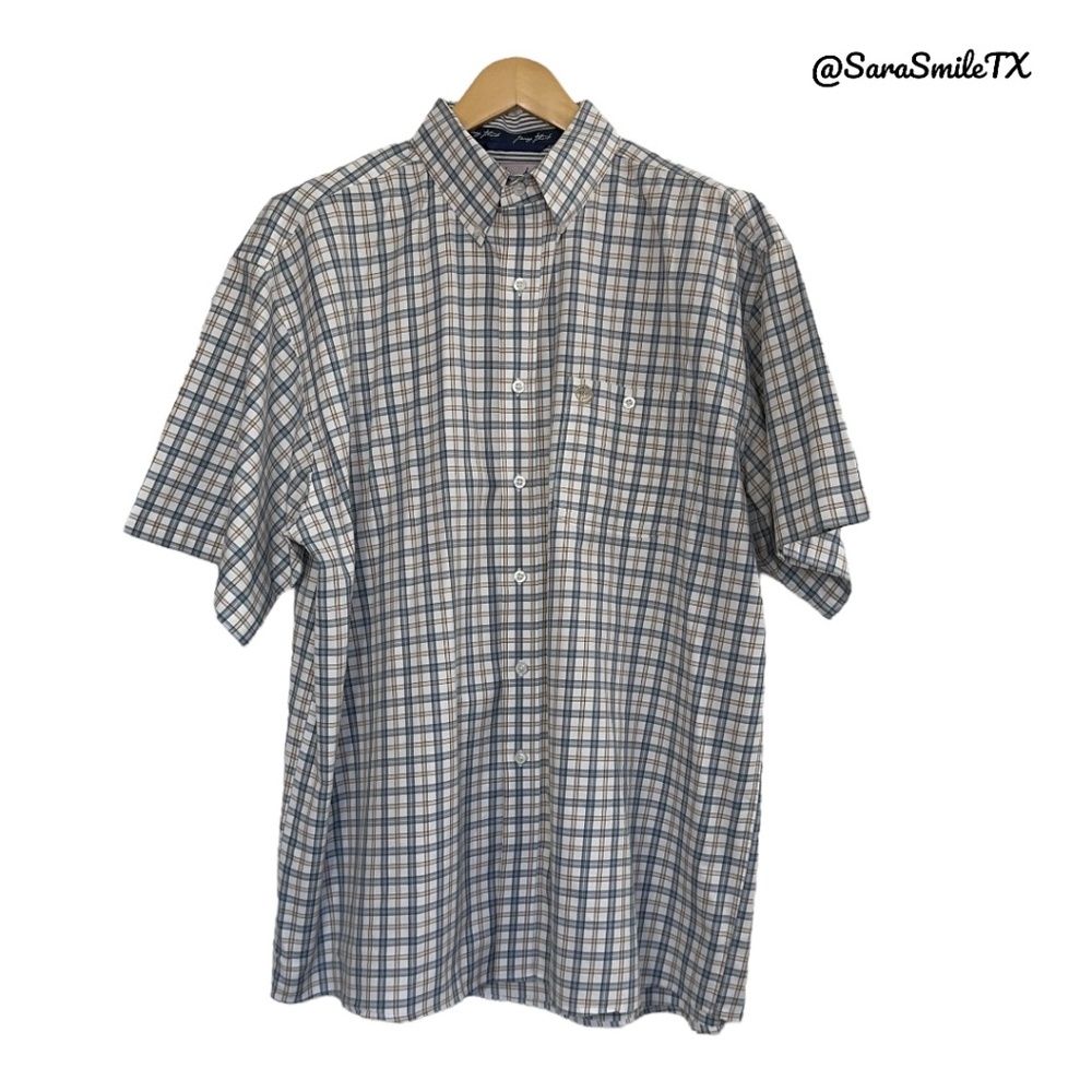 WRANGLER GEORGE STRAIT COWBOY COLLECTION Plaid Short Sleeve Button Down Shirt